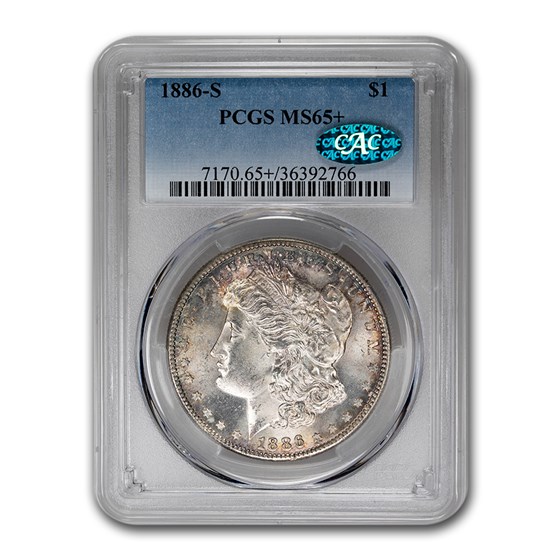 1886-S Morgan Dollar MS-65+ PCGS CAC 1886-S Morgan Dollar MS-65+ PCGS CAC